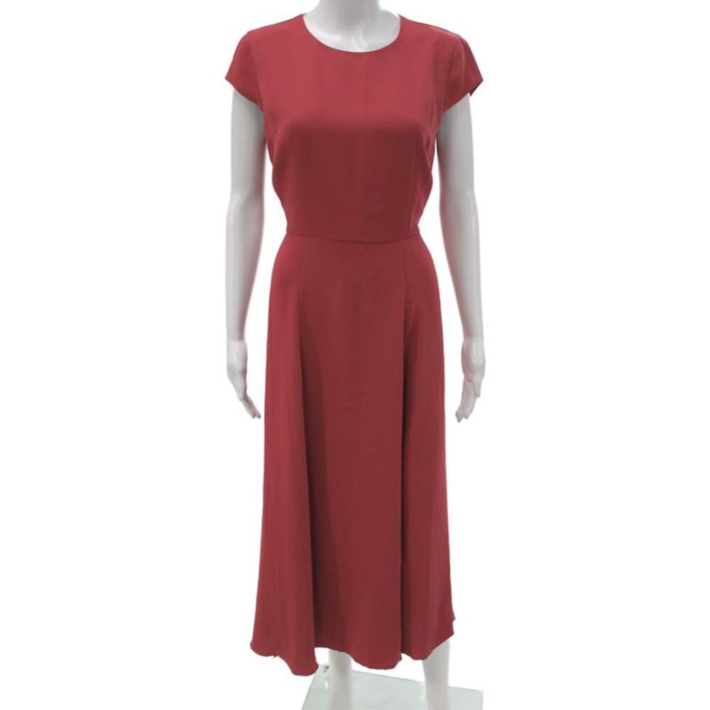 Babaton Women Sheath Dress Red Short Sleeve Round Neck Mid-Calf Size 4